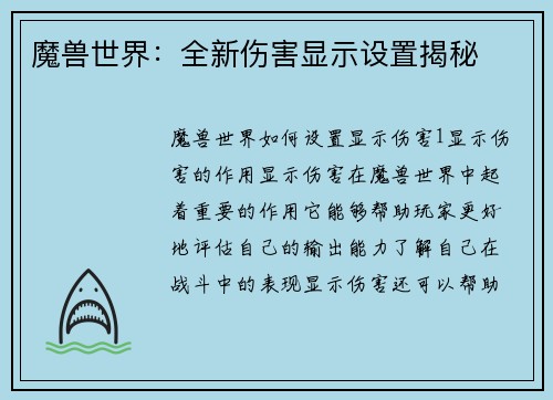 魔兽世界：全新伤害显示设置揭秘